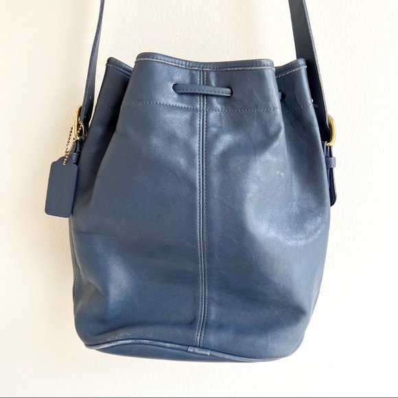 Coach Vintage Midnight Blue Two Pocket Drawstring Shoulder Bag - Picture 6 of 11